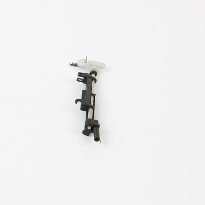 Ein GRITZNER-Shop Einfädler (komplett) für die GRITZNER Tipmatic mit schwarzem Metallrahmen und weißem Kunststoffteil ist auf einem schlichten weißen Hintergrund isoliert.