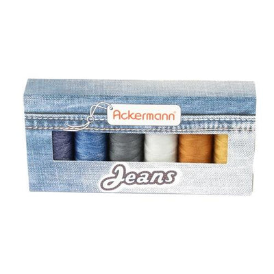 ACKERMANN® Jeans Nähgarnset Farben Mix Stärke 80, 6x 150m, Jeansgarn