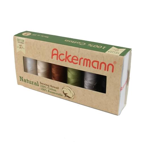 Ackerman Nähgarnmix Natural 100% Baumwolle 6x 500m, Stärke 80