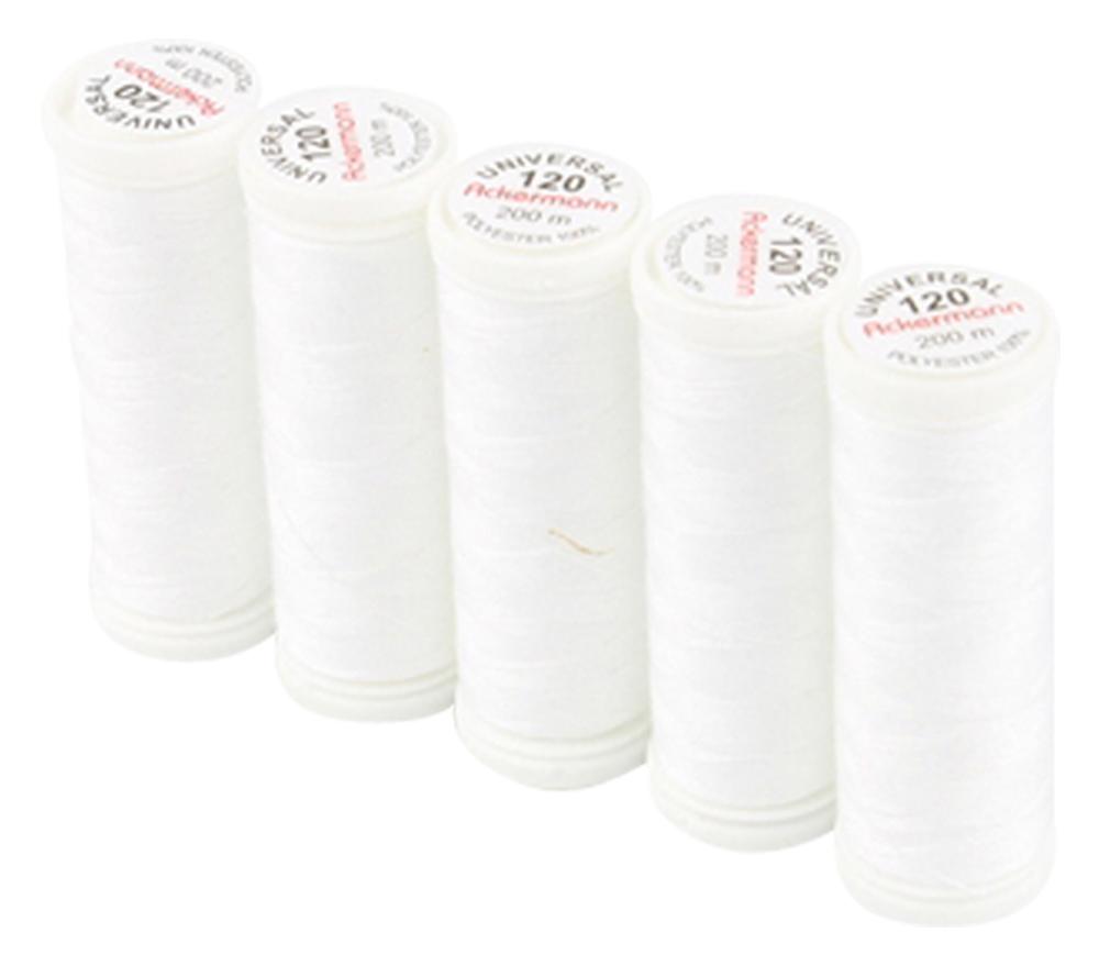 ACKERMANN® Nähgarn-Pack, 5x 200m, WEISS 0700 (Farbnummer 700)